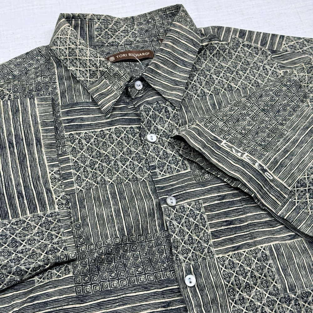 Tori Richard Cotton Lawn Aloha Shirt Mens L‎ Made In Hawaii Kukio Resort Tapa